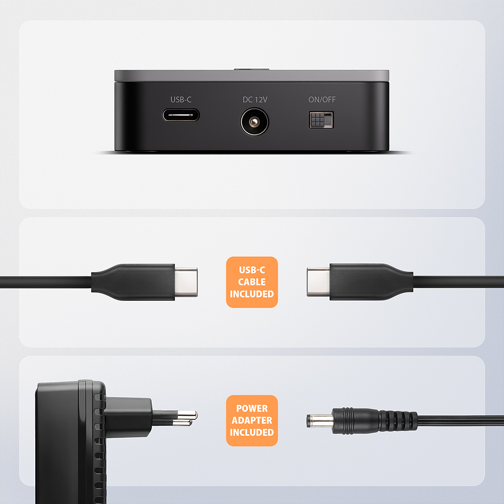 AXAGON | USB-C 20Gbps docking station for 2× M.2 NVMe SSD with disk cloning function without PC | ADSA-M2C22L - Image 2