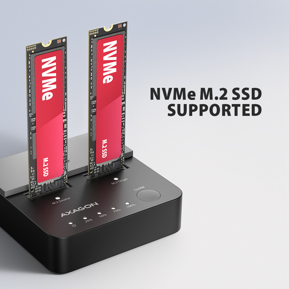AXAGON | USB-C 20Gbps docking station for 2× M.2 NVMe SSD with disk cloning function without PC | ADSA-M2C22L - Image 5