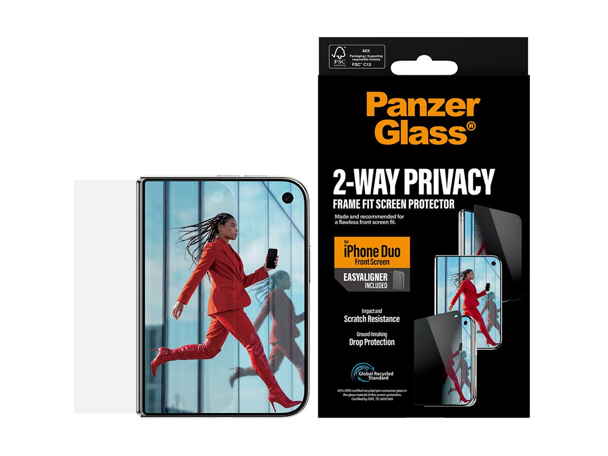 PanzerGlass Privacy w. EasyAligner | Screen protector | Apple | iPhone Duo | Glass | Transparent - Image 2