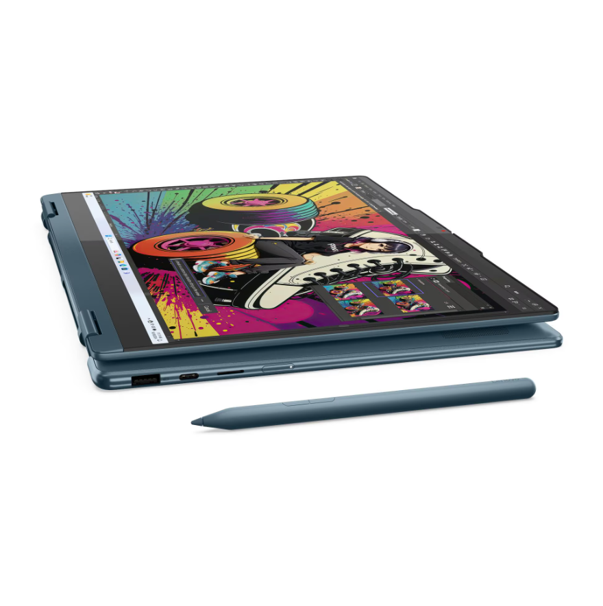 Lenovo- Yoga 7 2-in-1 14AKP10 AMD | Tidal Teal | 14 " | OLED | WUXGA | 1920 x 1200 pixels | AMD Ryzen AI 7 | 350 | 16 GB | Soldered LPDDR5 | Solid-state drive capacity 512 GB | AMD Radeon 860M Graphics | Windows 11 Home | 802.11be | Bluetooth version 5.4 | Keyboard language English | Keyboard backlit | Warranty 24 month(s) | Battery warranty 12 month(s) - Image 4