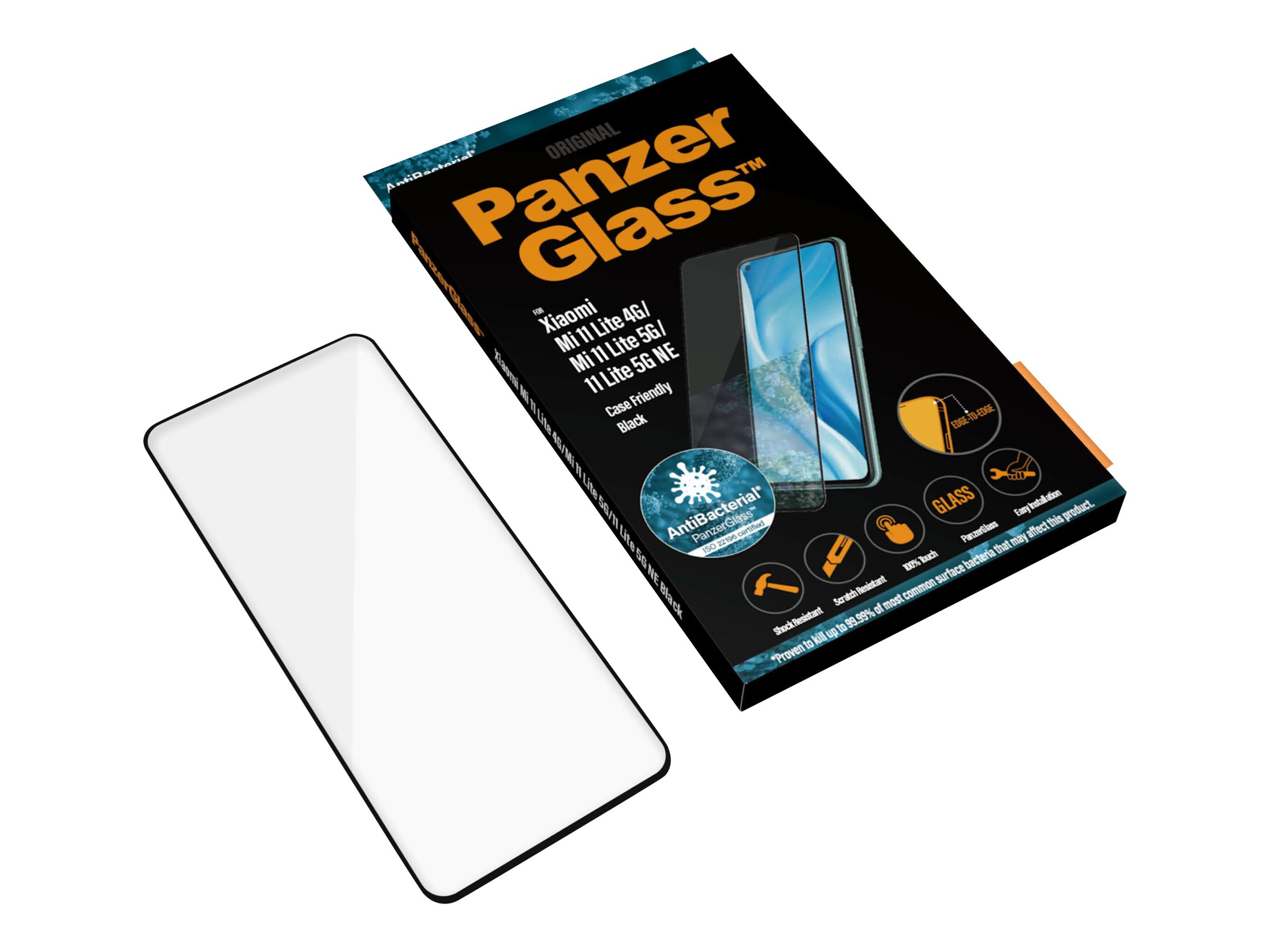 PanzerGlass | Screen protector | Xiaomi | Mi 11 Lite 4G/ 5G / 5G NE | Glass | Black | Protects the entire screen; Antibacterial glass; 100% touch; Shock absorbing - Image 9