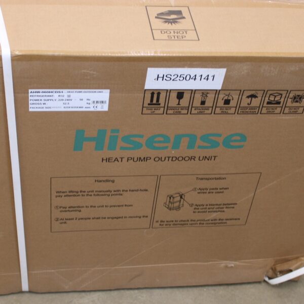 SALE OUT. Hisense Hi-Therma 6 kw heat pump Split type Outdoor unit | Hisense AHW-060HCDS1 | Hi-Therma 6 kw heat pump Split type Outdoor unit | DAMAGED PACKAGING AND BENT CORPUSE