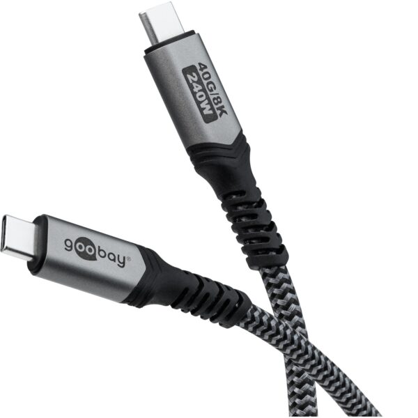 Goobay USB-C Cable, USB4, 1.8 m, bBack/Silver | USB-C to USB-C