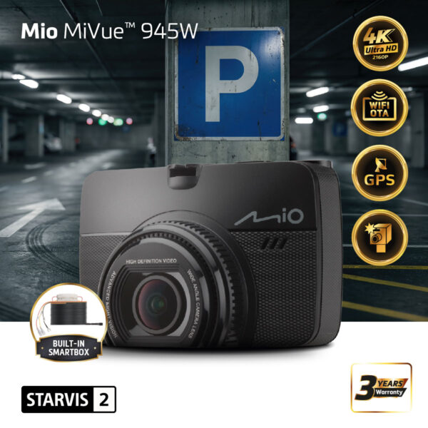 Mio MiVue 945W Premium 4K, STARVIS 2, Wi-Fi, GPS Dash Cam | Mio