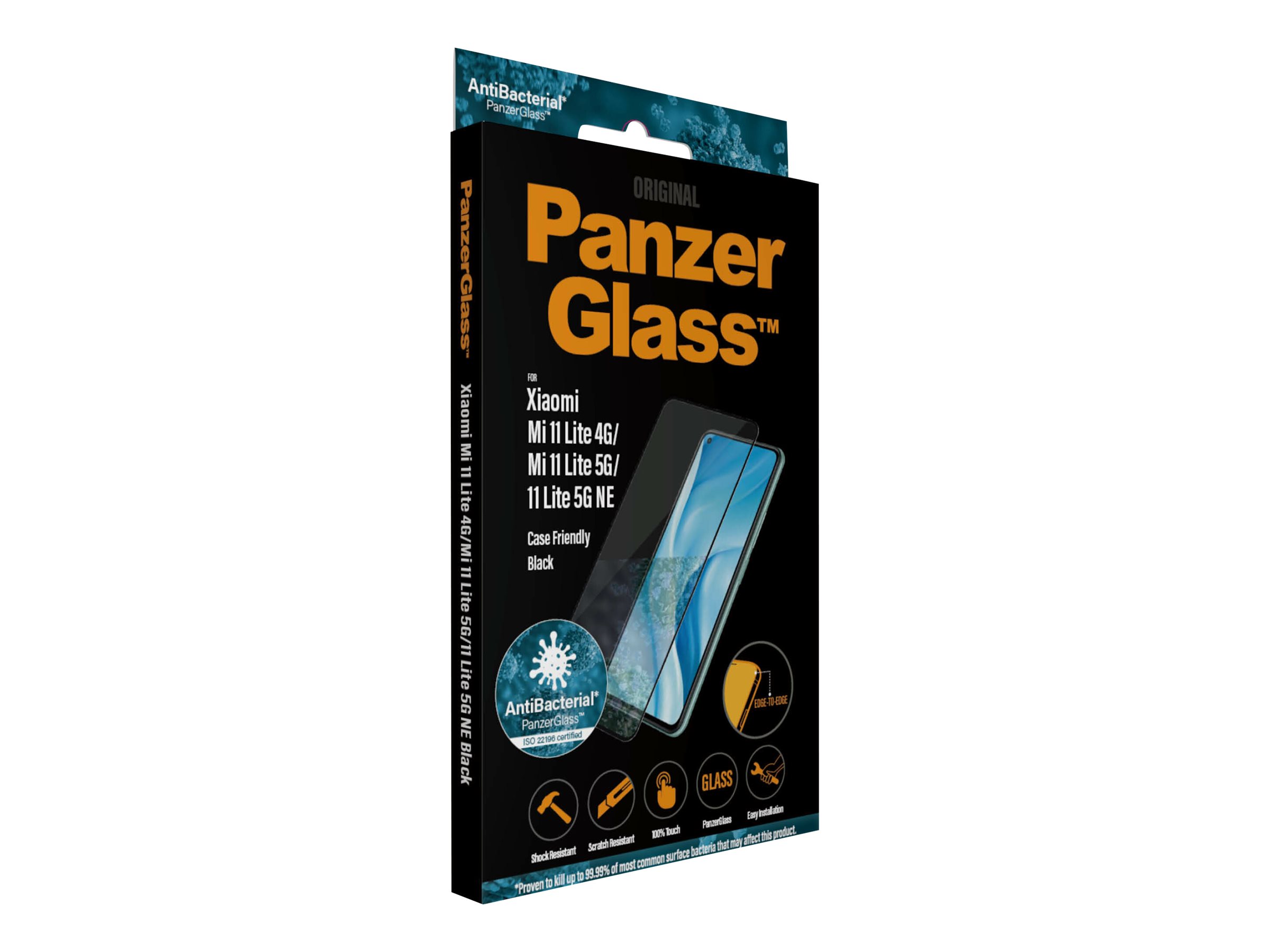 PanzerGlass | Screen protector | Xiaomi | Mi 11 Lite 4G/ 5G / 5G NE | Glass | Black | Protects the entire screen; Antibacterial glass; 100% touch; Shock absorbing - Image 15