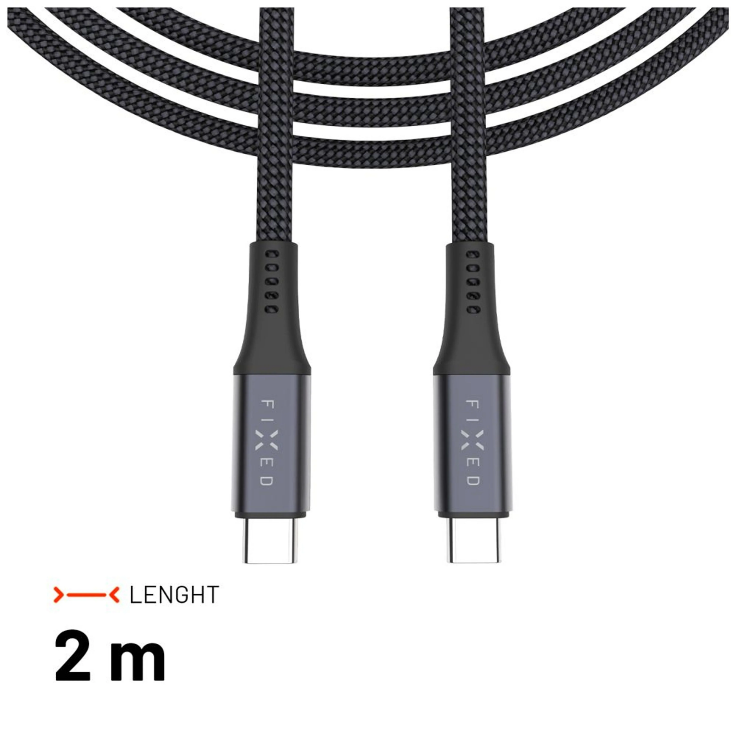 Fixed Braided Cable USB-C/USB-C, 2m, USB4 gen2 20Gbps, 4K 60Hz, 240W | FIXDBP-CC2-GR - Image 5