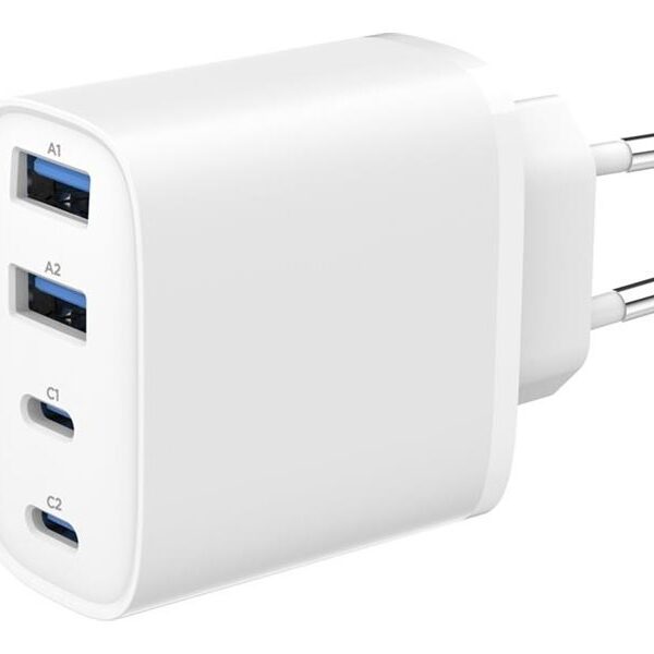 Gembird 4-port 40 W GaN USB PowerDelivery fast charger, White | TA-UC-2A2C-PD40-01-W | 2 x 4 pin USB Type A, 2 x 24 pin USB-C