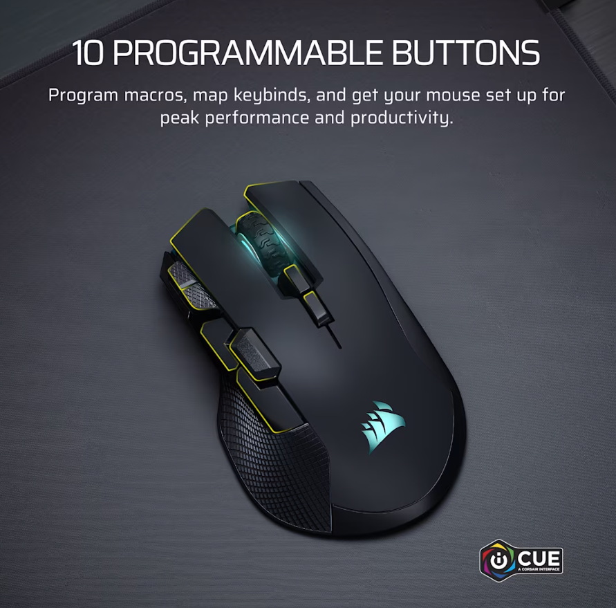 Corsair IRONCLAW SE | Gaming Mouse | Wireless/Wired | 2.4GHz, Bluetooth, USB-C | Black - Image 7
