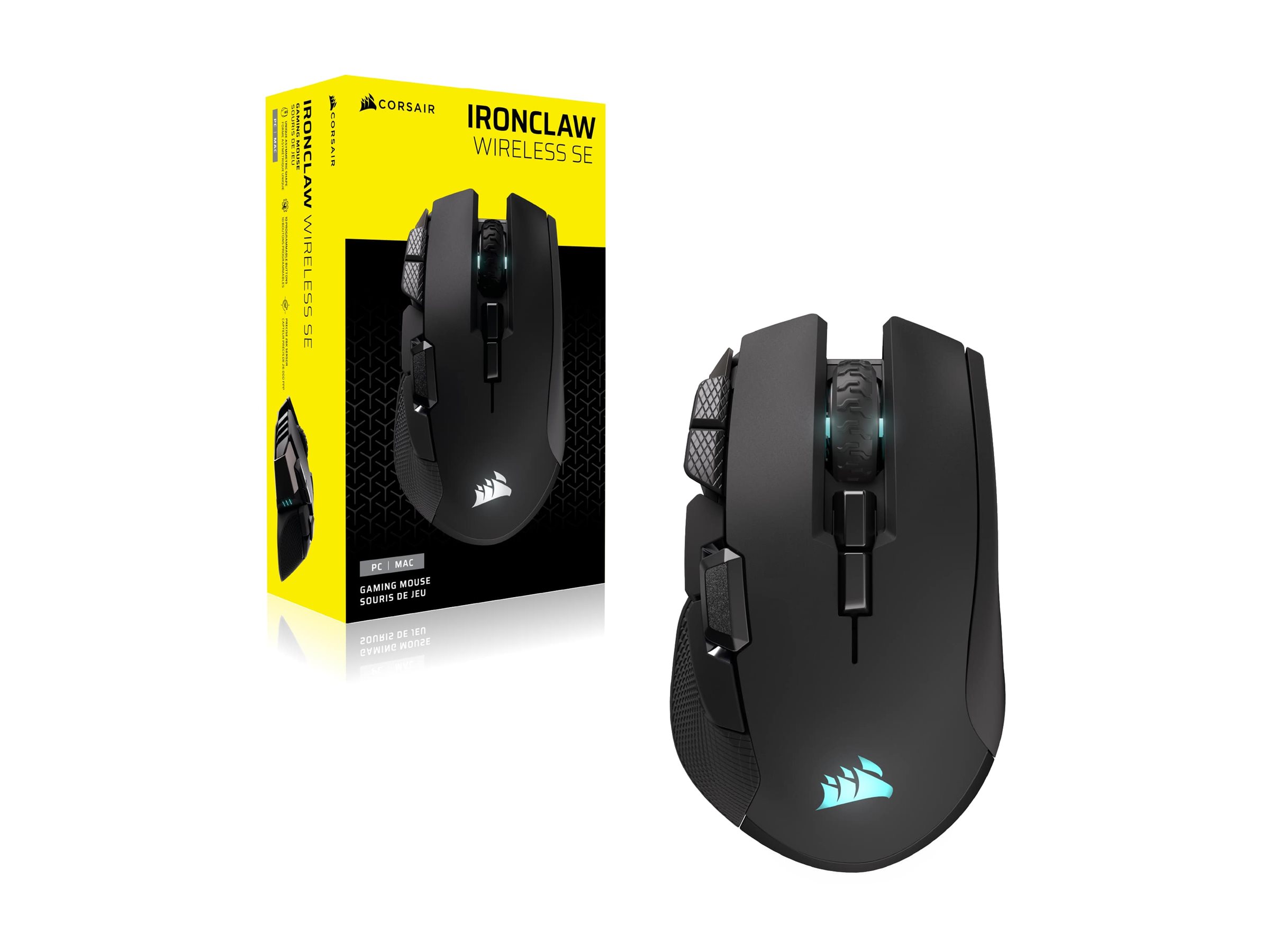 Corsair IRONCLAW SE | Gaming Mouse | Wireless/Wired | 2.4GHz, Bluetooth, USB-C | Black - Image 2