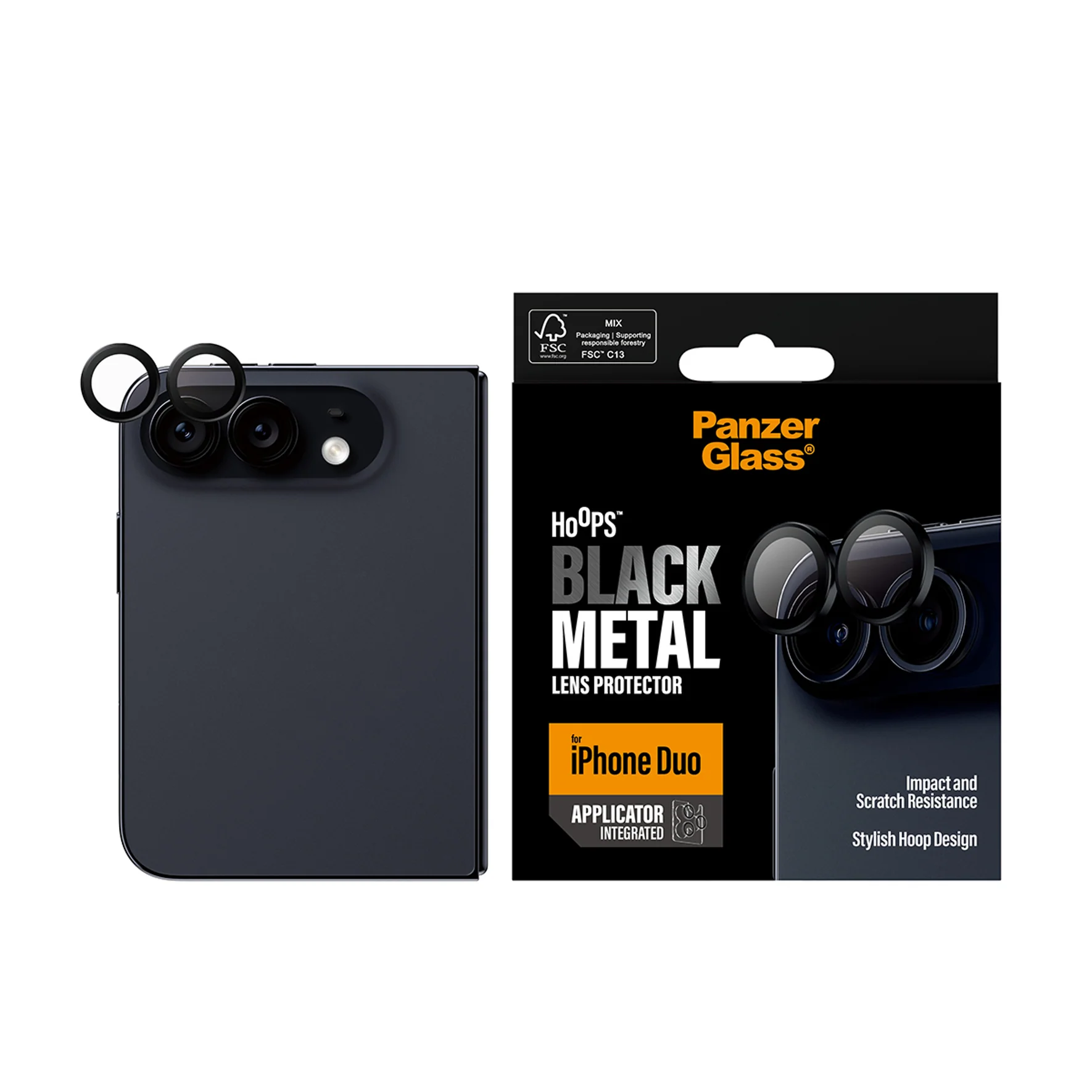 PanzerGlass Hoops | Camera Lens | Apple | iPhone Duo | Metal/Silicone | Black - Image 2