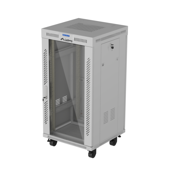 Lanberg Rack cabinet 19" free-standing 22U/600x600 (flat pack) with glass door LCD | FF01-6622-12SL | IP20 | Grey, RAL 7035