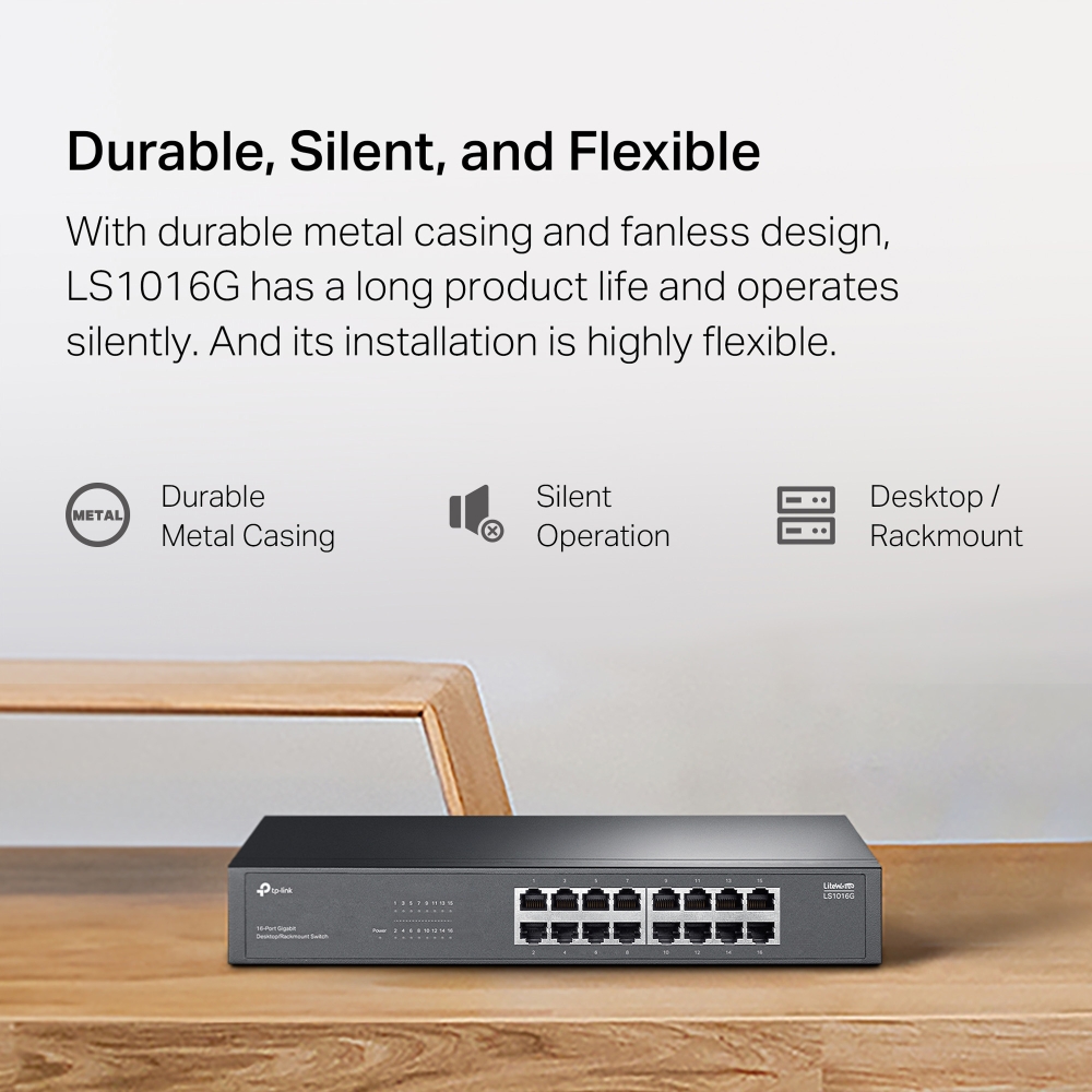TP-LINK 16-Port Gigabit Switch | LS1016G | Unmanaged | Desktop/Rack-mountable - Image 9