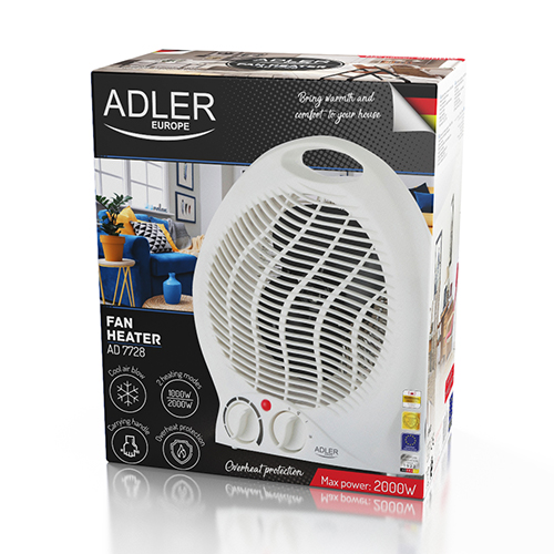 Adler | Heater | AD 7728 | Fan Heater | 2000 W | Number of power levels 2 | White - Image 7