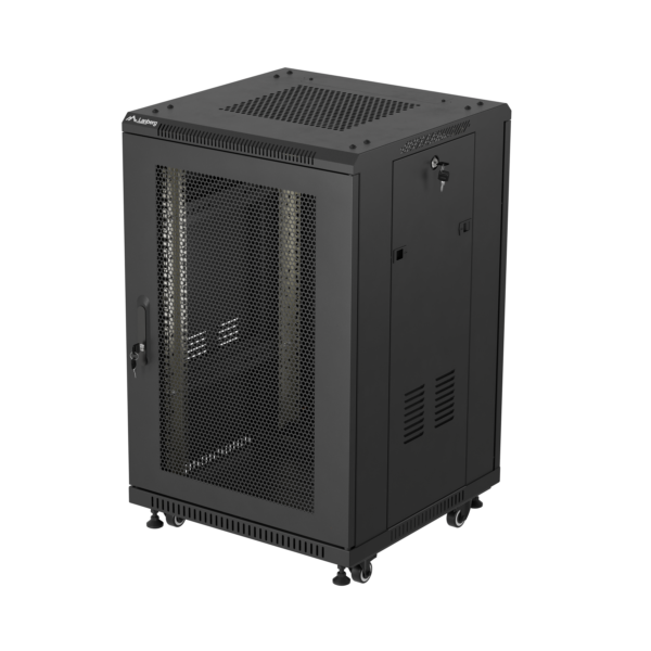 Lanberg Rack cabinet 19" free-standing 18U/600x600 (flat pack) with mesh door | FF01-6618-23B | IP20 | Black, RAL 9004