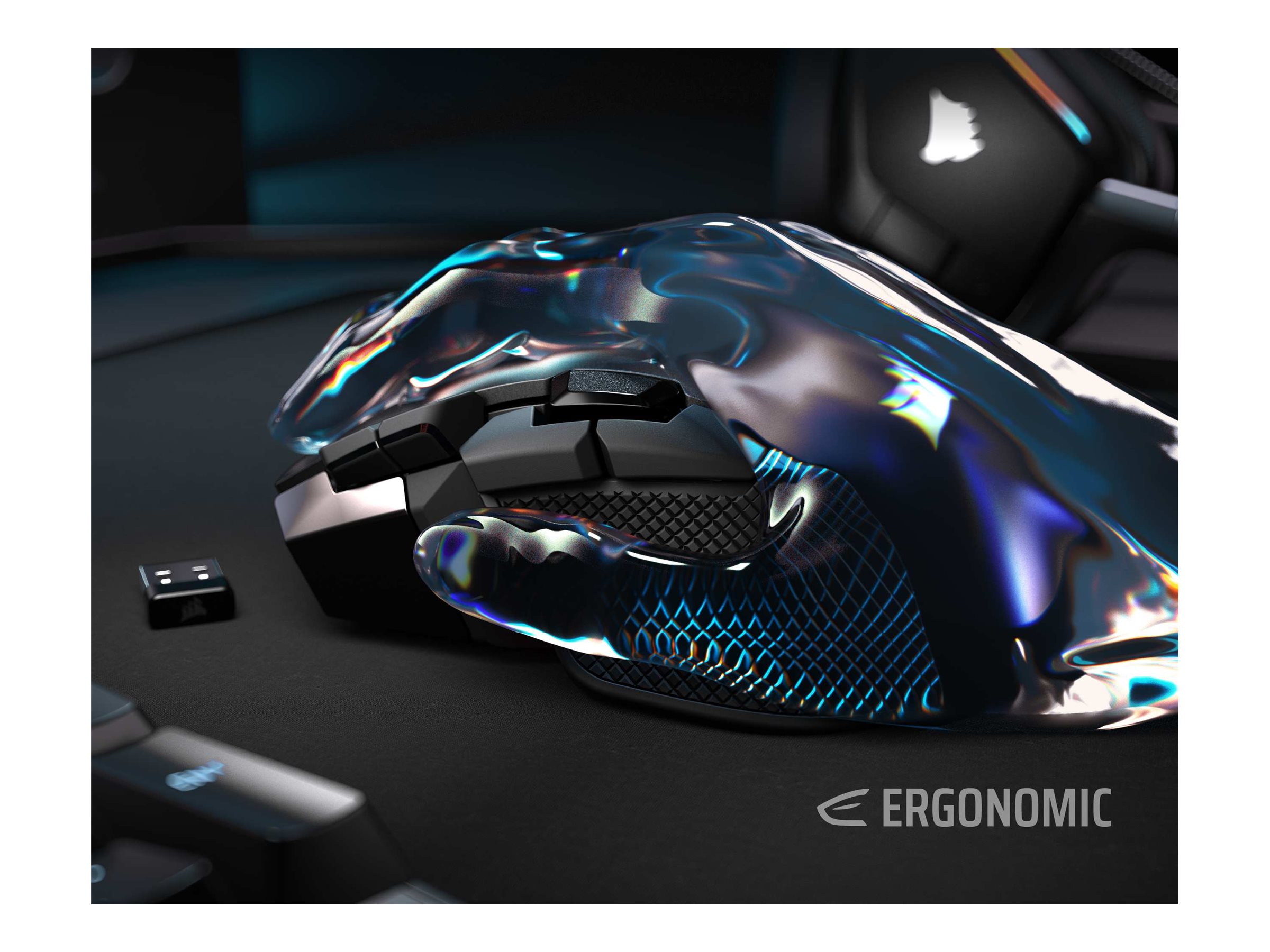 Corsair IRONCLAW SE | Gaming Mouse | Wireless/Wired | 2.4GHz, Bluetooth, USB-C | Black - Image 12