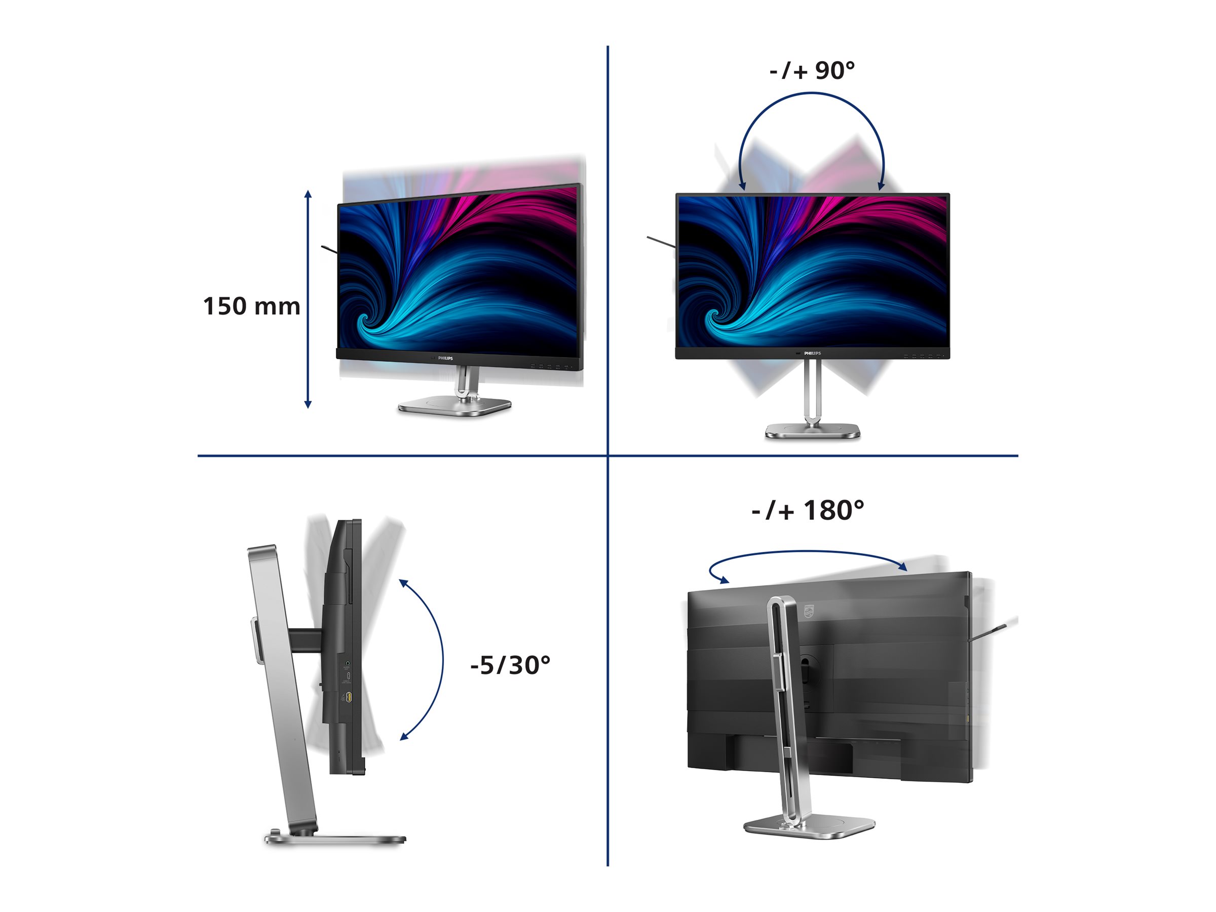 PHILIPS Business Monitor 27B2N4500/00 IPS 27" IPS 2560x1440/16:9/4ms/350cd/m2/HDMI DisplayPort USB Audio Out | Philips - Image 5