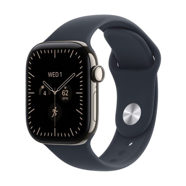 Apple Watch Series 12 GPS + Cellular 42mm Natural Titanium Case with Navy Blue Sport Band - M/L | Apple