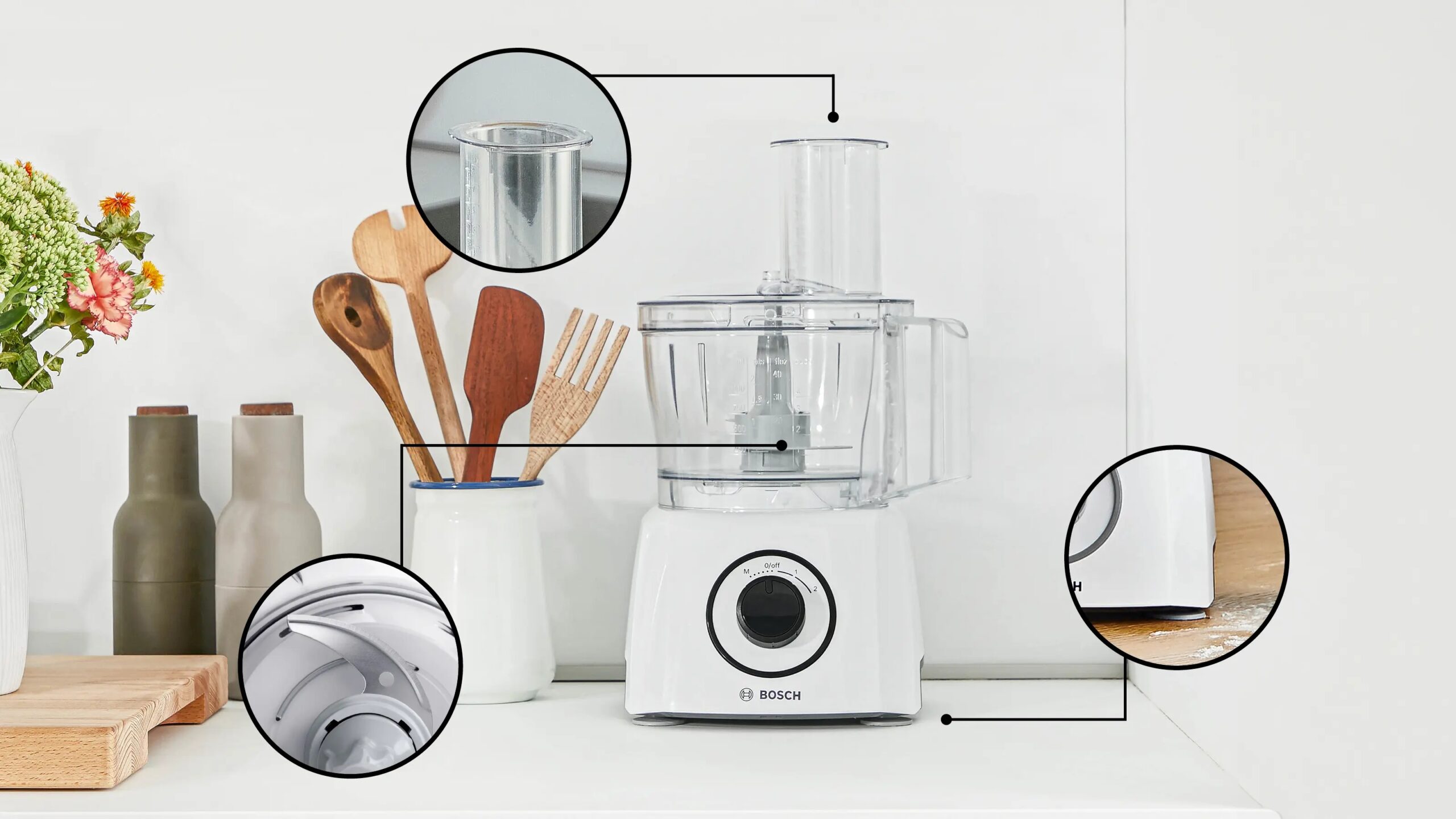 Bosch Food Processor | MCM3230W MultiTalent 3 | 800 W | Number of speeds 2 | Bowl capacity 2.3 L | White - Image 3