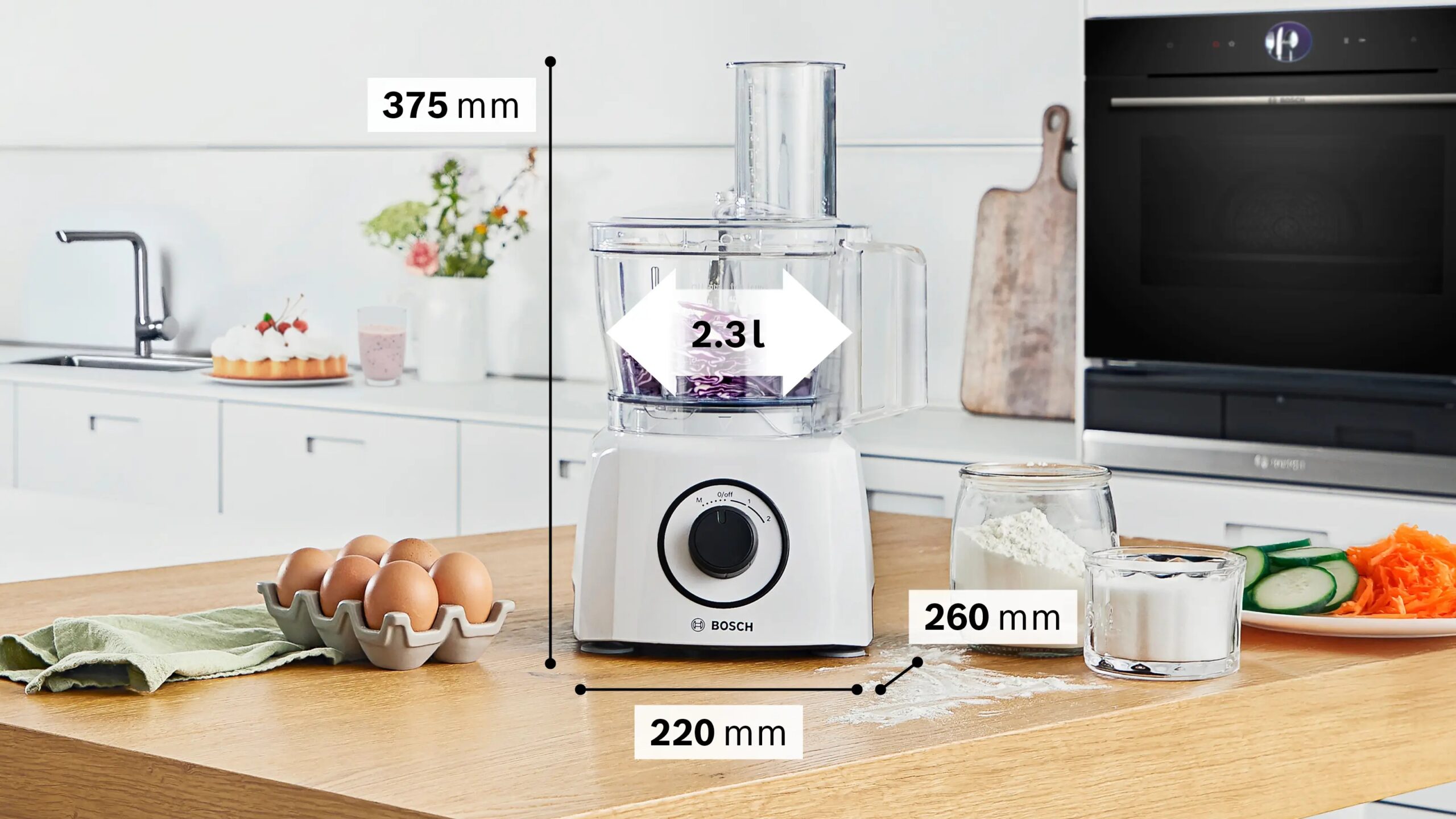 Bosch Food Processor | MCM3230W MultiTalent 3 | 800 W | Number of speeds 2 | Bowl capacity 2.3 L | White - Image 7