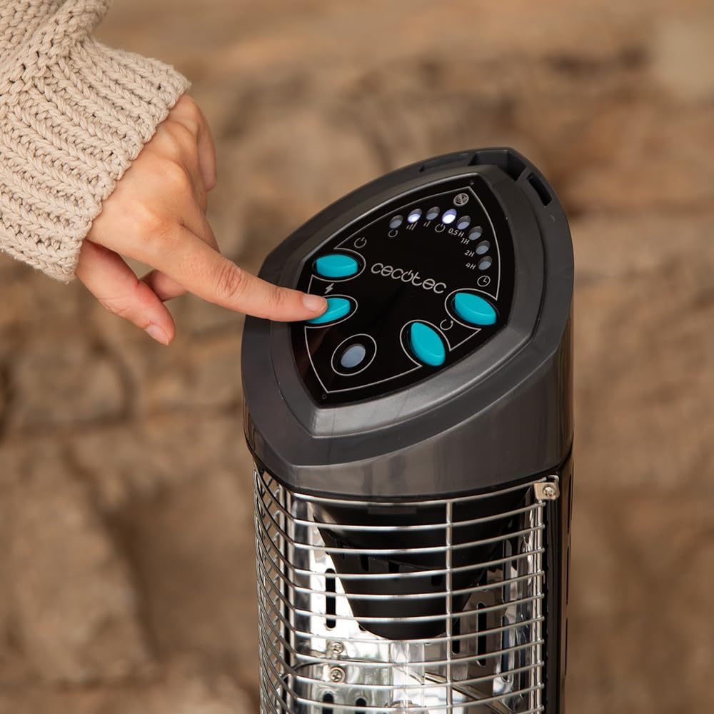 Cecotec ReadyWarm 1000 Power Tower | Halogen Heater | 1000 W | Number of power levels 2 | Black | IP55 - Image 4