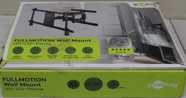 SALE OUT. Goobay TV wall mount Pro FULLMOTION (XL), Black | Goobay Wall mount | TV wall mount Pro FULLMOTION, XL | 43-100 " | Maximum weight (capacity) 60 kg | DAMAGED PACKAGING AND TEMPLATE, SCRATCHED | Black