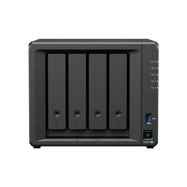 Synology Flexible storage for everything from home office to edge | DiskStation DS925neo+ | AMD Ryzen | V1500B | 4 GB | DDR4 non-ECC SODIMM | AC 100-240 V (50/60 Hz) | Black