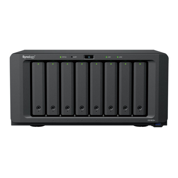 Synology High-capacity and versatile storage solution in a desktop form factor | DiskStation DS1825neo+ | AMD Ryzen | V1500B | 4 GB | DDR4 non-ECC SODIMM | AC 100-240 V (50/60 Hz) | Black