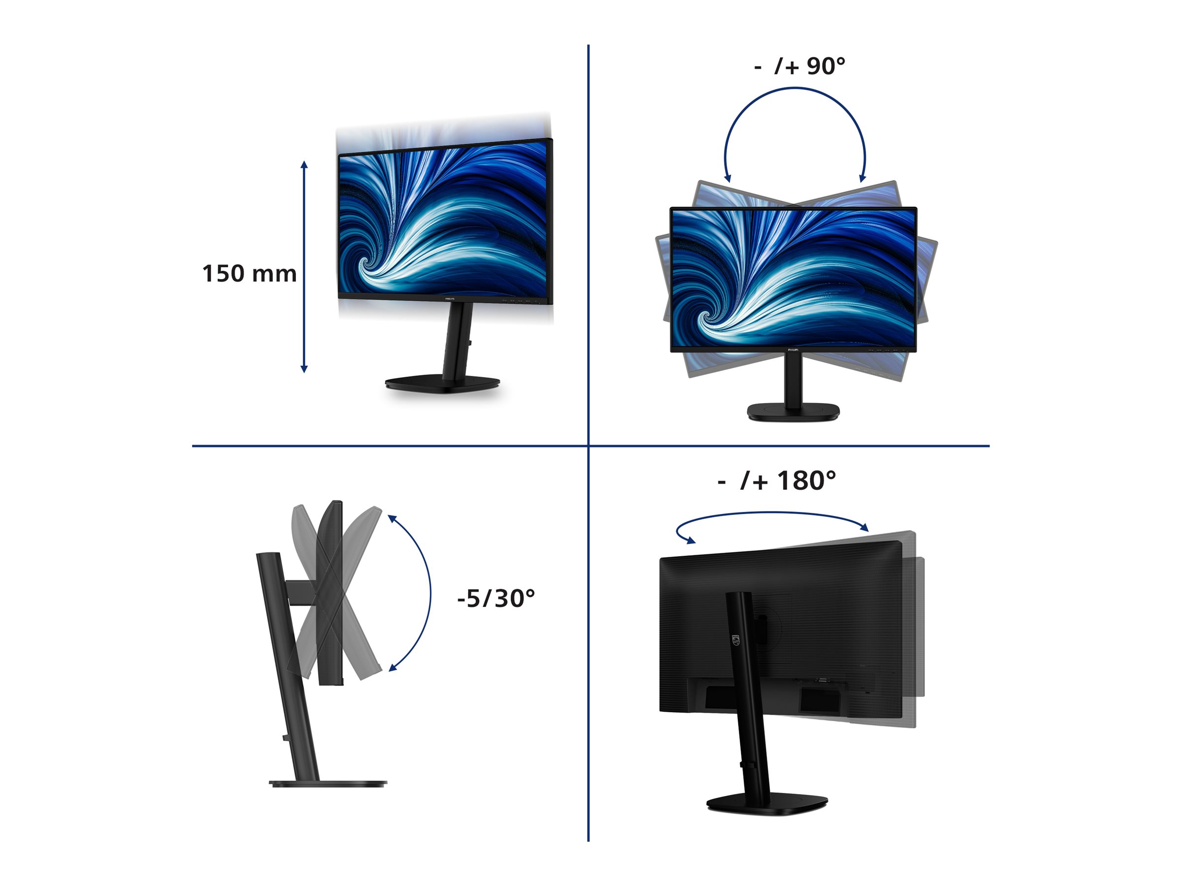 PHILIPS Business Monitor 24B2N3200A/00 IPS 24" IPS 1920x1080/16:9/4ms/350cd/m2/HDMI DisplayPort Audio Out | Philips - Image 8
