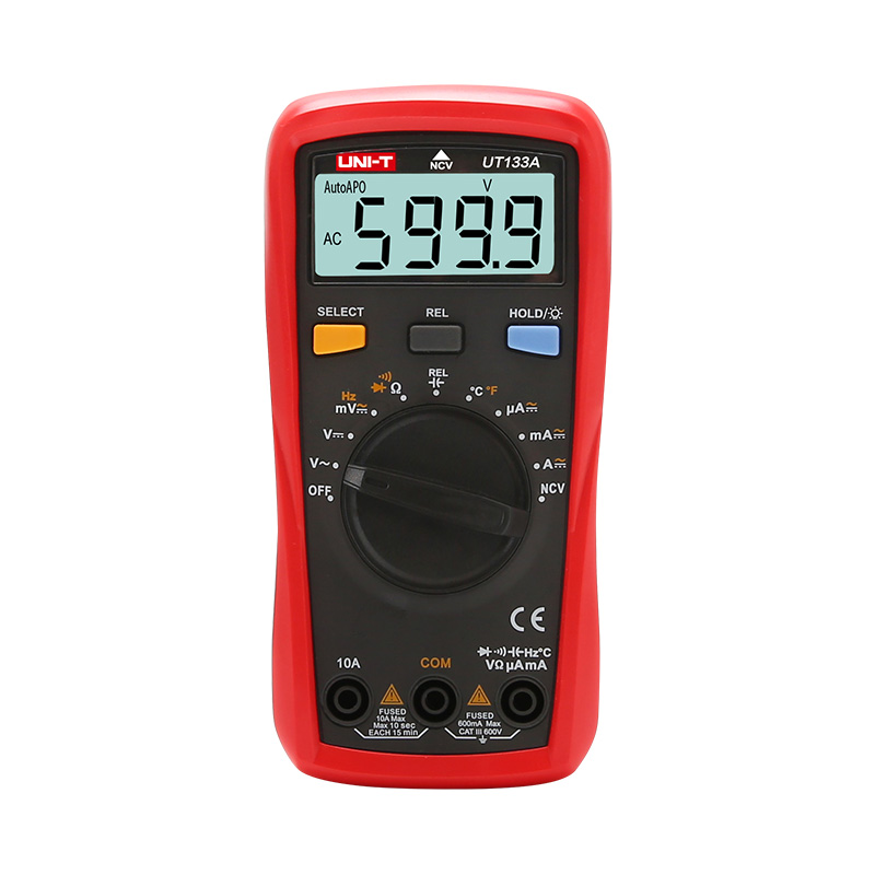 UNI-T UT133A Digital Multimeter, 6000-Count Backlit LCD, Auto Range, -40 to 1000 °C