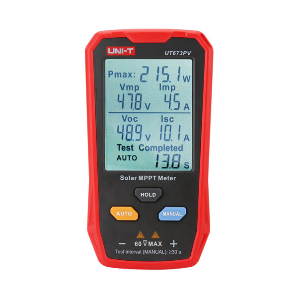 UNI-T UT673PV MPPT Solar Panel Tester, 5–800 W, 0–35 A, 12–60 V DC, Manual and Auto Modes