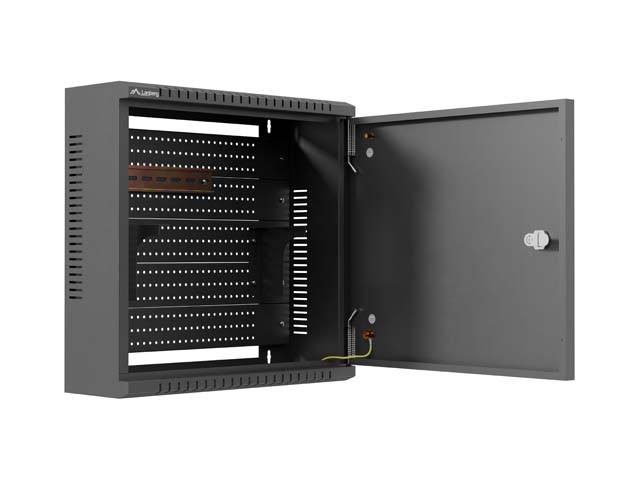 Lanberg TPR 10" Installation Enclosure with Mesh Plate 400X400X140, Black (assembled) - Image 6