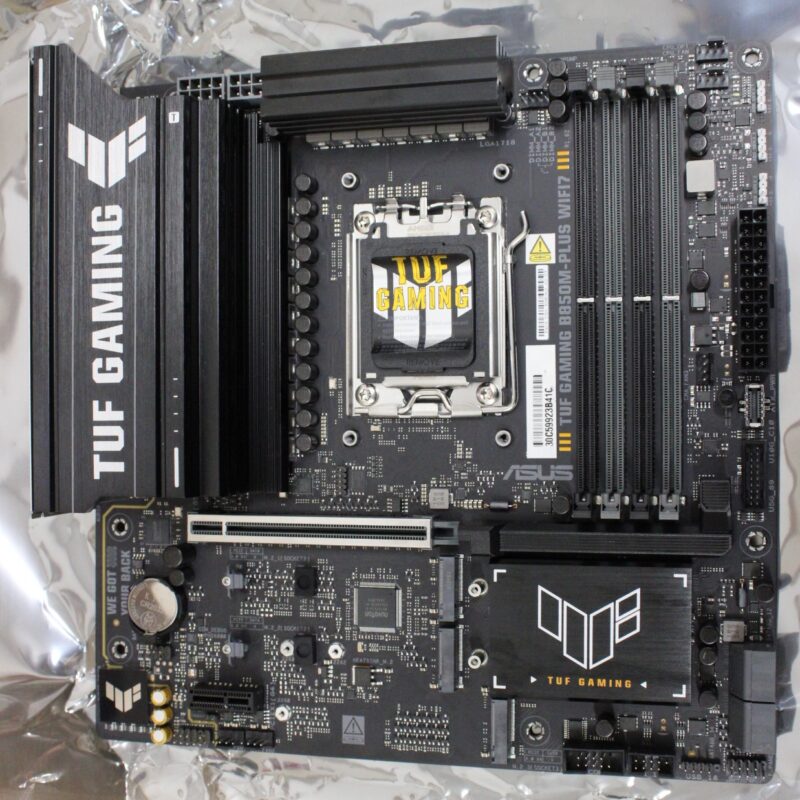 SALE OUT. | Asus TUF GAMING B850M-PLUS WIFI7 | Processor family AMD | Processor socket AM5 | DDR5 | Supported hard disk drive interfaces SATA, M.2 | Number of SATA connectors 4 | WITHOUT ORIGINAL PACKAGING, MANUALS AND ACCESORIES ONLY BACK PANEL INCLUDED.