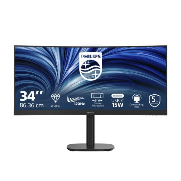 PHILIPS Curved Business Monitor 34B2N3500C/00 34" 3440x1440/21:9/350cd/m²/4ms/HDMI DisplayPort USB Audio Out | Philips