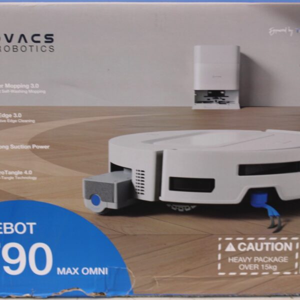 SALE OUT. Ecovacs DEEBOT T90 Max OMNI Vacuum Cleaner,Robot,Wet&Dry,30000Pa,TruEdge 3.0,ZeroTangle 4.0,OZMO Roller 3.0,White+OMNI Auto-Empty | Ecovacs Robot Vacuum Cleaner | DEEBOT T90 Max OMNI | Wet&Dry | Operating time (max) 257 min | 5200 mAh | Dust capacity 2.5 L | 30000 Pa | White | DAMAGED PACKAGING | 24 month(s)