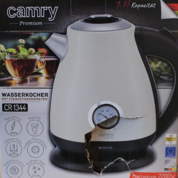 SALE OUT. Camry CR 1344 Electric kettle with a thermometer 1,7L, Cream | SALE OUT. | Camry Kettle with a thermometer | CR 1344 | Electric | 2200 W | 1.7 L | Stainless steel | 360° rotational base | Cream | DAMAGED PACKAGING