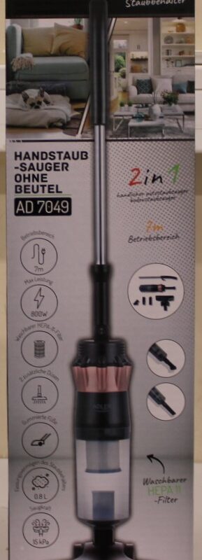 SALE OUT. | Adler Vacuum Cleaner | AD 7049 | Corded operating | Handstick/Handheld | 800 W | Black | Warranty 24 month(s) | DAMAGED PACKAGING