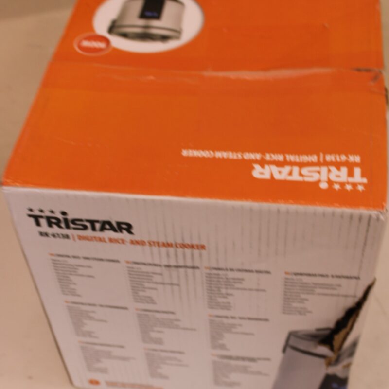SALE OUT. Tristar RK-6138 Rice and Steam cooker with Keep warm function, Digital control, 2.2 L, Stainless Steel | SALE OUT. | Tristar Digital Rice and Steam Cooker | RK-6138 | 900 W | 2.2 L | Number of programs 7 | Grey | DAMAGED PACKAGING, MISSING PLASTIC BAG, SCRATCHED, DENTED SIDE - Image 2