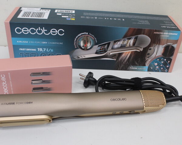 SALE OUT. | Cecotec Air Straightener | AirLisse 2in1 ForceDry Champagne | Warranty 24 month(s) | Ceramic heating system | Number of heating levels 4 | 1000 W | Beige | DEMO