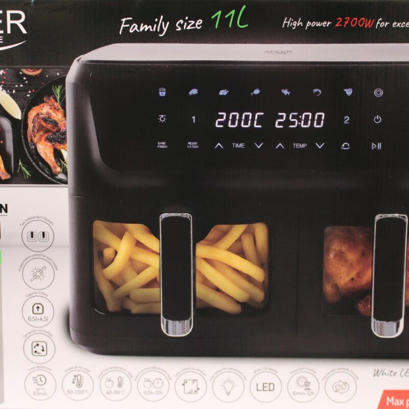SALE OUT. ADLER AD 6324 Dual Air Fryer Oven, 11 L | Adler DAMAGED PACKAGING | 24 month(s) - Image 3