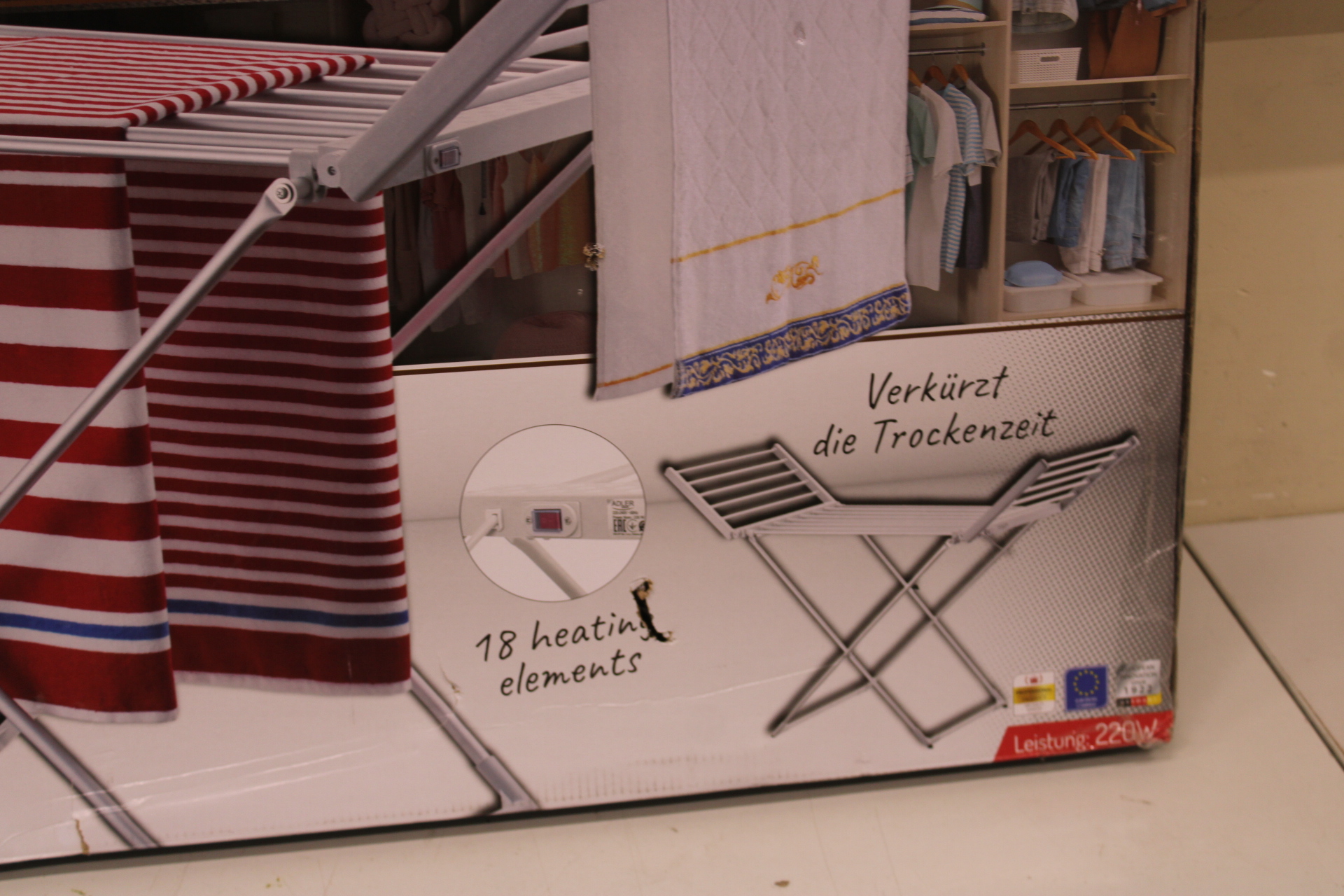 SALE OUT. | Adler Foldable electric clothes drying rack | AD 7821 | 220 W | Silver/White | DAMAGED PACKAGING - Image 5