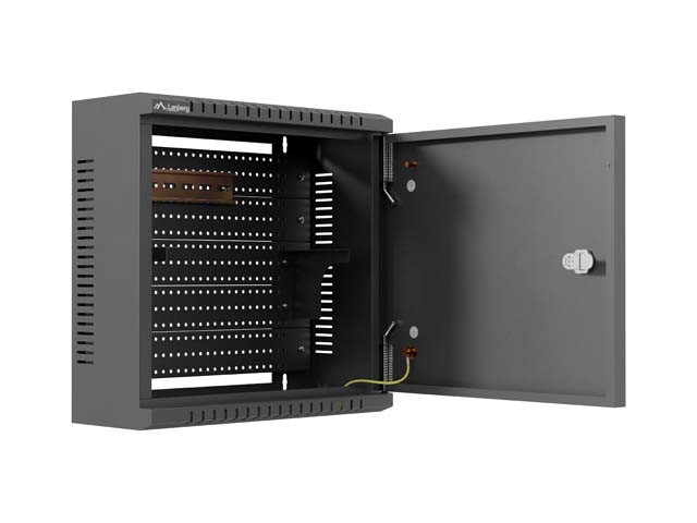 Lanberg TPR 10" Installation Enclosure with Mesh Plate 340X340X140, Black (assembled) - Image 5