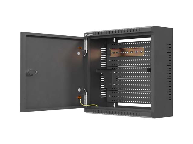 Lanberg TPR 10" Installation Enclosure with Mesh Plate 340X340X140, Black (assembled) - Image 4