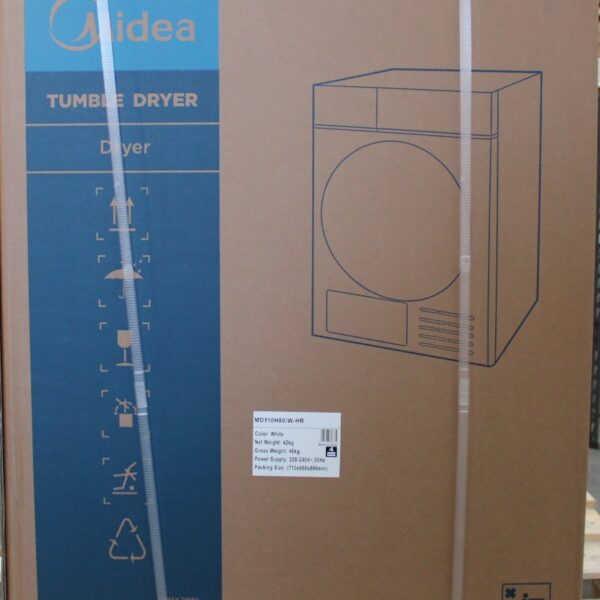 SALE OUT. | Midea Dryer Machine | MD110H80/W-HR | Energy efficiency class E | Front loading | 8 kg | Heat pump | LED | Depth 60 cm | White | DAMAGED PACKAGING