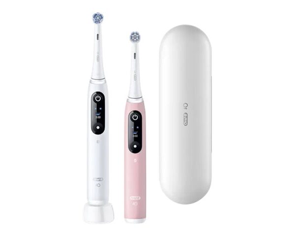 Oral-B iO6 DuoPack Electric Toothbrush, White + Pink, Travel case | Oral-B