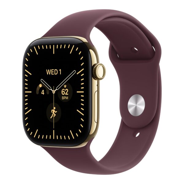Apple Watch Series 12 GPS + Cellular 46mm Radiant Gold Titanium Case with Burgundy Sport Band - M/L | Apple