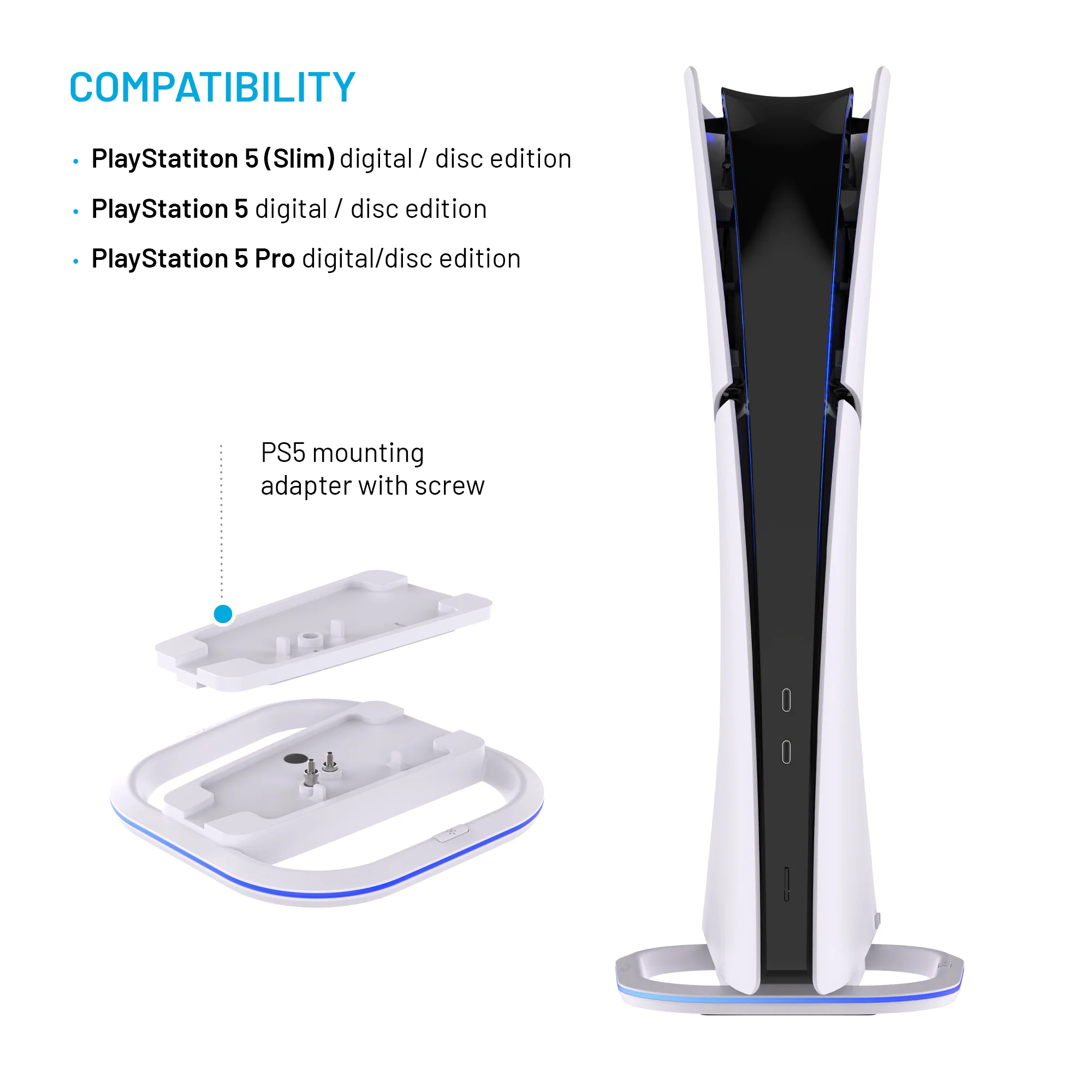 FIXED LED Stand for PlayStation 5, 5 (Slim) and 5 Pro, white | Fixed - Image 3