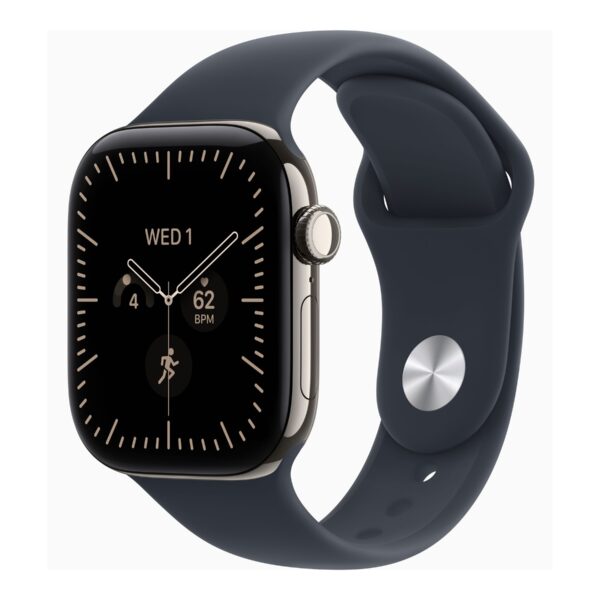 Apple Watch Series 12 GPS + Cellular 42mm Natural Titanium Case with Navy Blue Sport Band - S/M | Apple