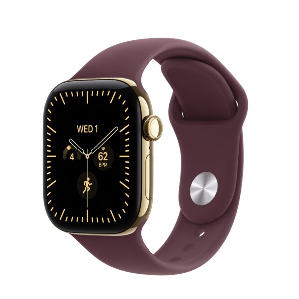 Apple Watch Series 12 GPS + Cellular 42mm Radiant Gold Titanium Case with Burgundy Sport Band - M/L | Apple