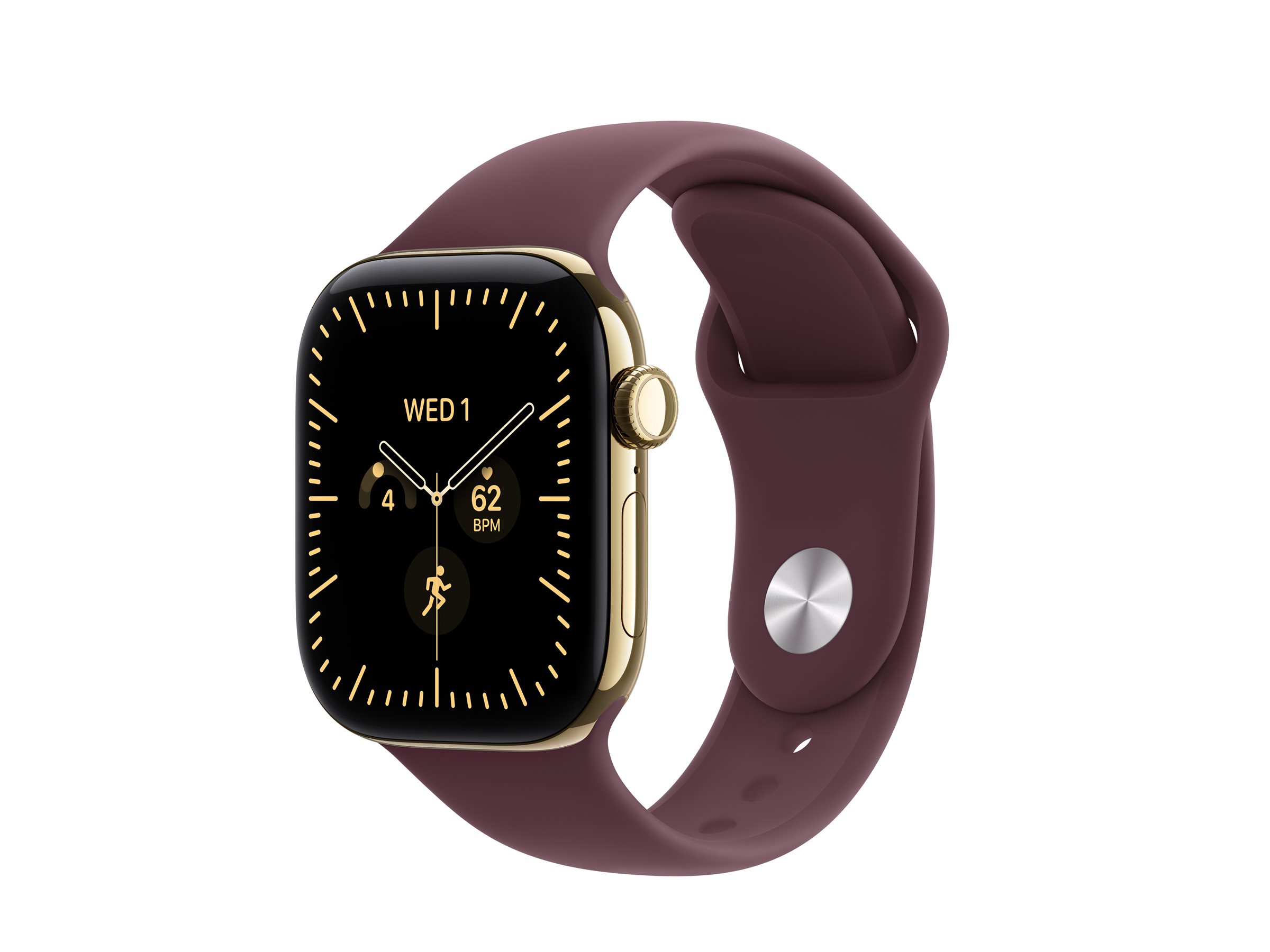 Apple Watch Series 12 GPS + Cellular 42mm Radiant Gold Titanium Case with Burgundy Sport Band - M/L | Apple