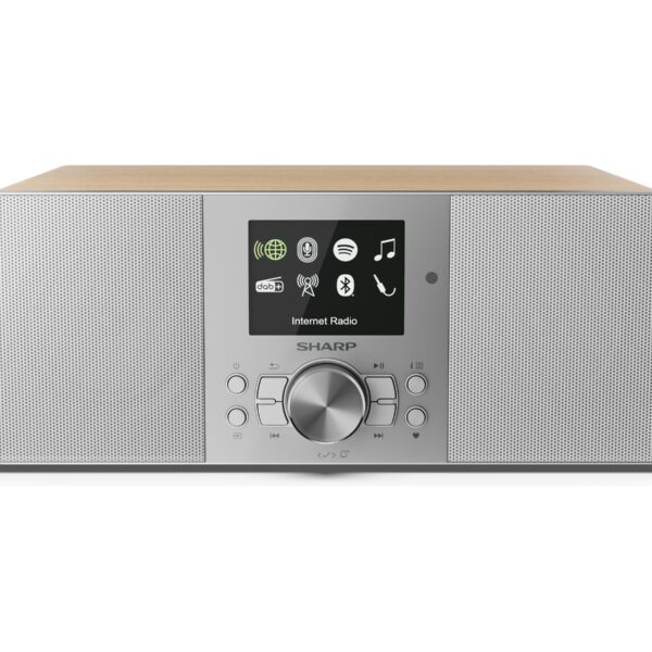 Sharp DR-I740(GY) Lisbon Stereo Smart Radio (Internet / DAB+ / FM), Grey & Oak | Sharp